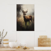 Cerf dans le pré Impression d'art faunique vintage (Cuisine)