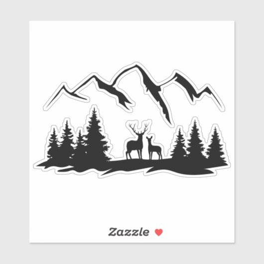 Cerf dans le Sticker Wilderness. (Feuille)