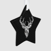 Cerf d'argent sur le décor de fibre de carbone (devant)