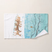 Cerf de chevreuil dans le bois d'hiver couvert de (Serviette à main)