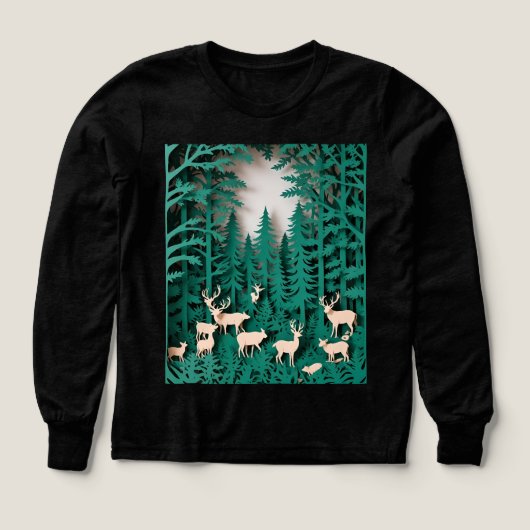 Cerf de forêt enchanté - Papier coupé Art Forêt Sc (Motif recto)
