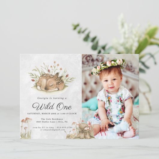 Cerf de forêt | Forêt Invitation de fête d'anniver (Debout devant)