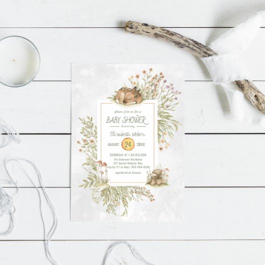 Cerf de forêt | Invitation au Baby shower forestie