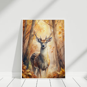 Cerf de la forêt automnale – Art mural inspiré de