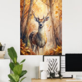 Cerf de la forêt en automne – Art mural inspiré de (Bureau à domicile)