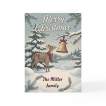 Cerf de la forêt vintage & carte de Noël personnal