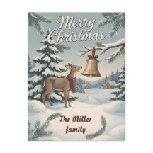 Cerf de la forêt vintage & carte de Noël personnal