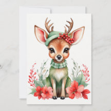 Cerf de Noël avec carte de vacances Casquette vert