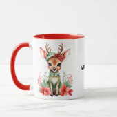 Cerf de Noël avec Mug Casquette vert (Gauche)
