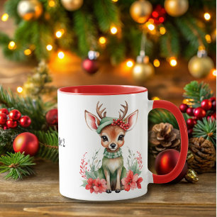 Cerf de Noël avec Mug Casquette vert