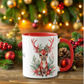 Cerf de Noël avec Mug de café Holly