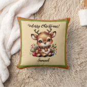 Cerf de Noël avec nom Oreiller (Couverture)