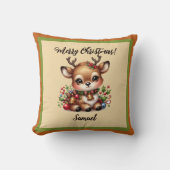 Cerf de Noël avec nom Oreiller (Recto)
