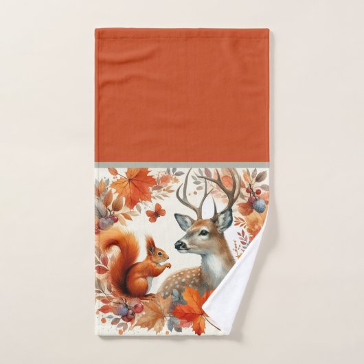 Cerf de saison automnale avec feuilles d'automne (Serviette à main)