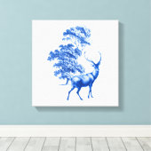 Cerf de Toile Bleue en Forêt (Insitu (Plancher de Bois))