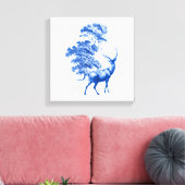 Cerf de Toile Bleue en Forêt (Insitu(Salon))