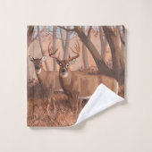 Cerf De Virginie Dans La Forêt Style Rétro Nature (Gant de toilette)