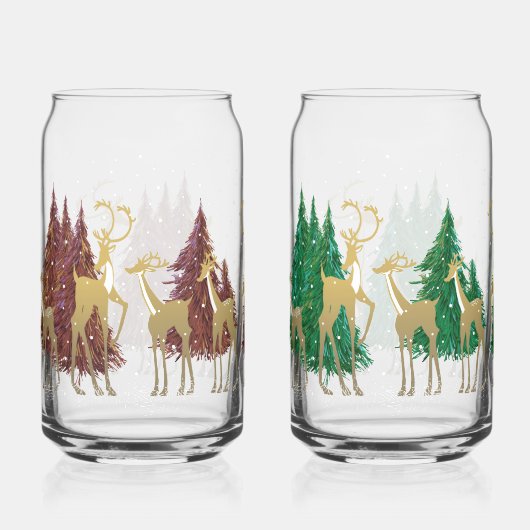 Cerf d'hiver neigeux en forêt boisée (Recto)