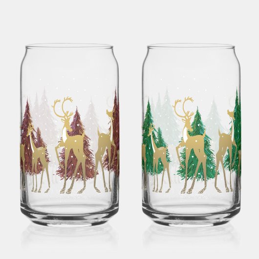 Cerf d'hiver neigeux en forêt boisée (Gauche)