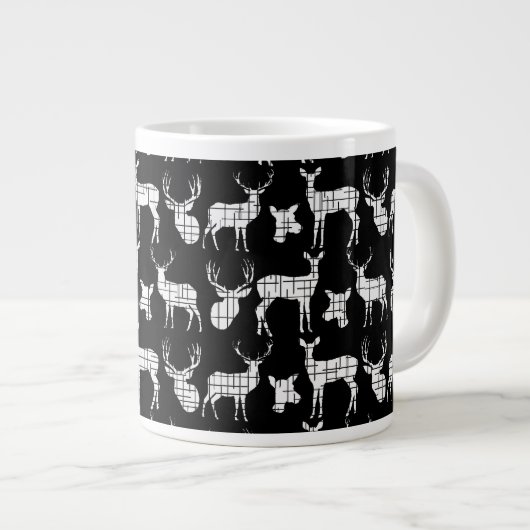 Cerf en silhouette rustique sur Mug Black Specialt (Devant droit)