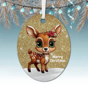 Cerf festif doré scintillant décoration de Noël🎄�
