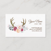 cerf, fleurs carte de visite (Dos)