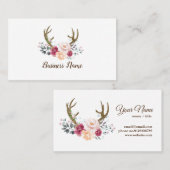 cerf, fleurs carte de visite (Devant / Derrière)