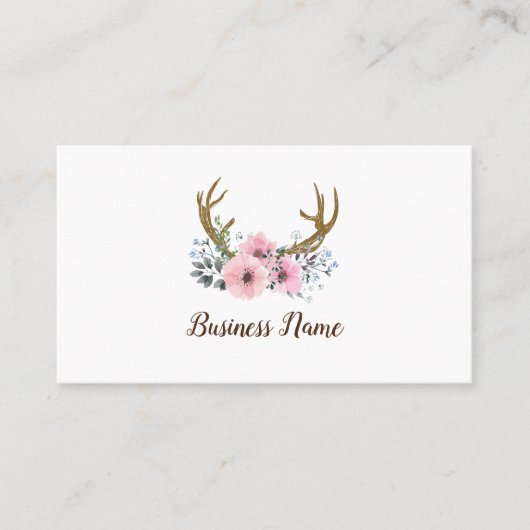 cerf, fleurs carte de visite (Devant)