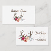 cerf, fleurs carte de visite (Devant / Derrière)