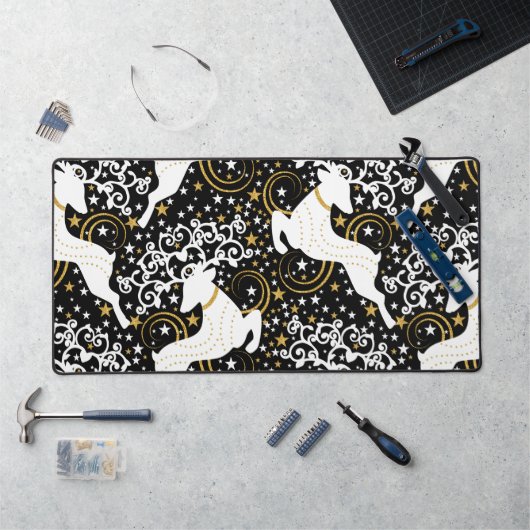 Cerf floral de Noël doré en fleurs (Poste de travail)