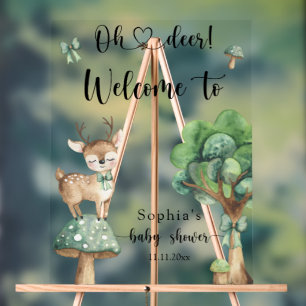 Cerf forestier d'aquarelle - baby shower de bienve