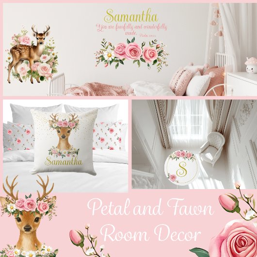 Cerf lunaire et Coussin Rose