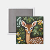 Cerf mignon avec aimant Feuille et fleurs (Recto/Verso)