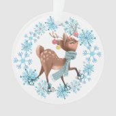 Cerf mignon sur patins Fluge de neige Wreath (devant)