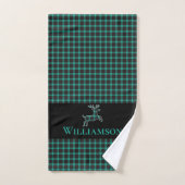 Cerf Monogramme Rustique Plaid | Vert Turquoise no (Serviette à main)