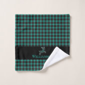 Cerf Monogramme Rustique Plaid | Vert Turquoise no (Gant de toilette)