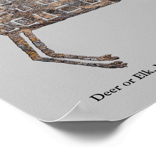 Cerf ou Elk, Poterie Mimbres Poterie Poster (Coin)