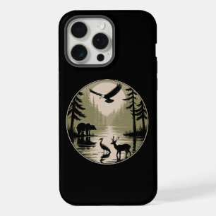Cerf Ours Aigle Lune Forêt Silhouette