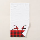 Cerf rouge et noir en plaid et bordure (Serviette à main)