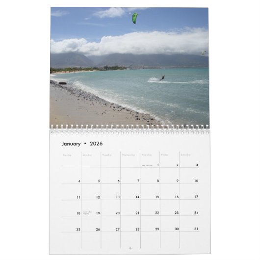 Cerf-volant surfant le calendrier 2009 (Jan 2026)