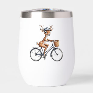 Cerf Whimsical chevauchant un vélo - Levé à la mai