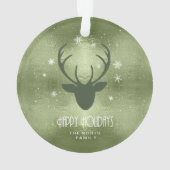 Cerfs Antlers Silhouette & Snowflakes Green ID861 (dos)