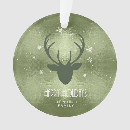 Cerfs Antlers Silhouette & Snowflakes Green ID861 (devant)