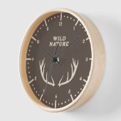 Cerfs Antlers & Wild Nature Horloge murale (Angle)
