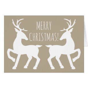 Cerfs Blancs Sur Fond Beige Noël Personnalisable