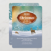 Cerfs communs dans la carte de voeux de Noël de (Devant / Derrière)