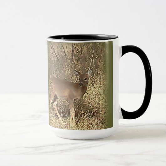 CERFS COMMUNS dans la TASSE de CAFÉ EN BOIS (Droite)