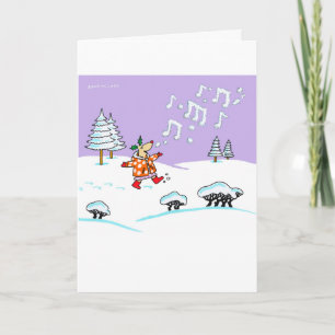 Cerfs communs de houx dans la pleine carte de Noël