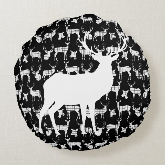 Cerfs communs noirs avec le coussin rond blanc de (Dos)