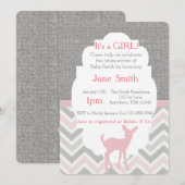 Cerfs communs roses Chevron de bébé et invitation (Devant / Derrière)